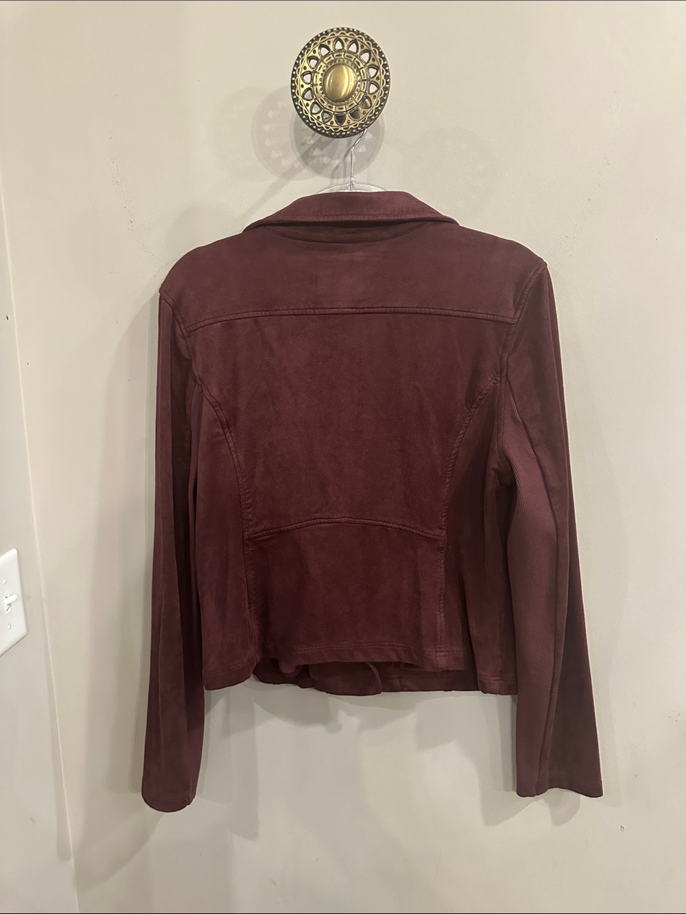 Marrakech Women's Wine Suede Moto Blazer - Picture 3 of 5